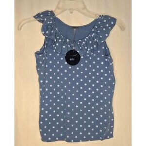 Poof! Girl Sleeveless Cotton LightBlue/White Stars Tank Top